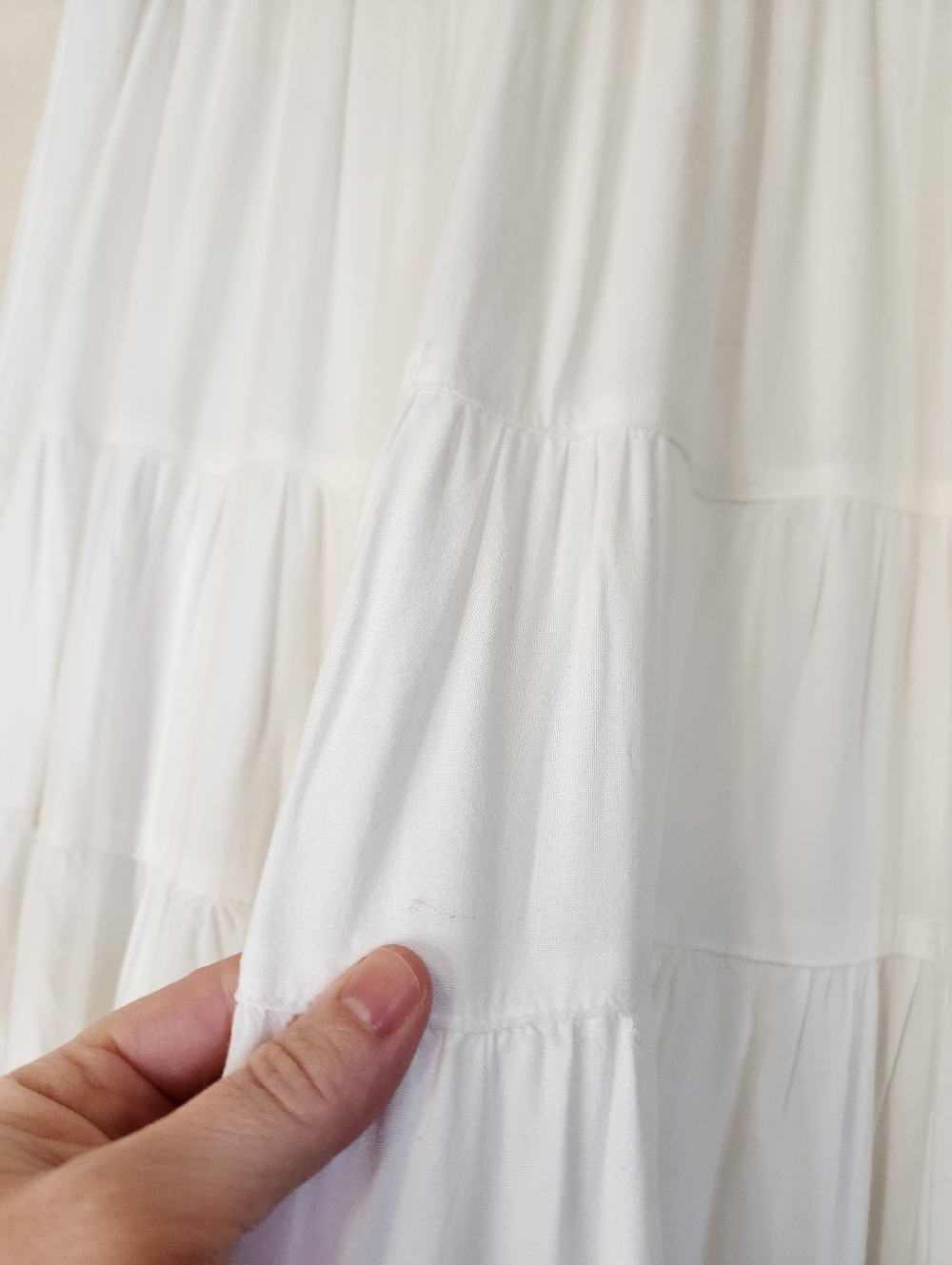 American Eagle Tiered Ruffle Maxi Skirt Womens Sz Large White Boho Peasant - Picture 8 of 10